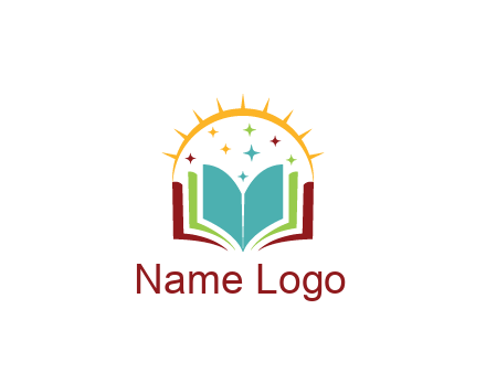 abstract book with stars and sun