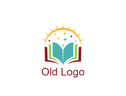 abstract book with stars and sun