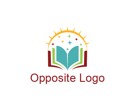 abstract book with stars and sun