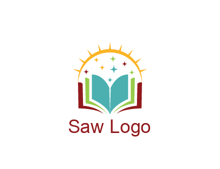 abstract book with stars and sun