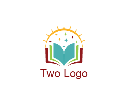 abstract book with stars and sun
