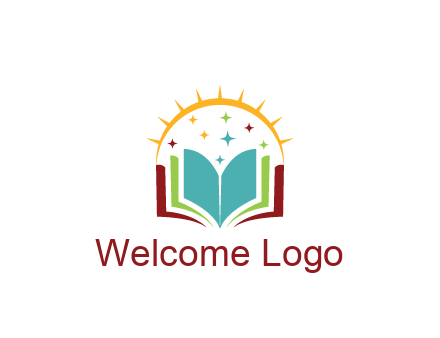 abstract book with stars and sun