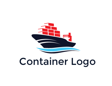 ship carrying containers trade logo