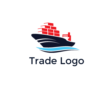 ship carrying containers trade logo