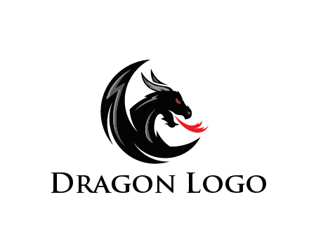 dragon spitting fire gaming logo