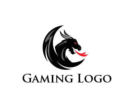 dragon spitting fire gaming logo