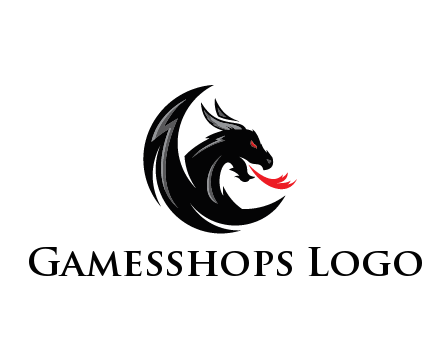 dragon spitting fire gaming logo