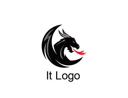 dragon spitting fire gaming logo