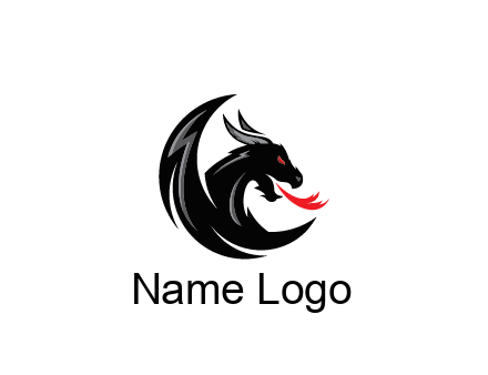 dragon spitting fire gaming logo