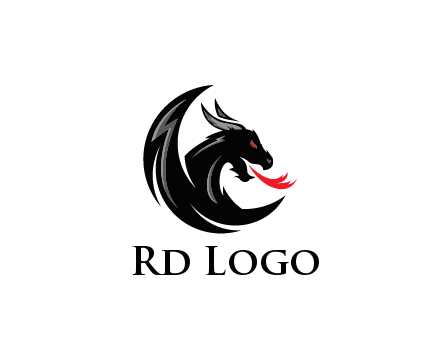 dragon spitting fire gaming logo