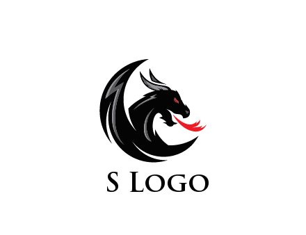 dragon spitting fire gaming logo