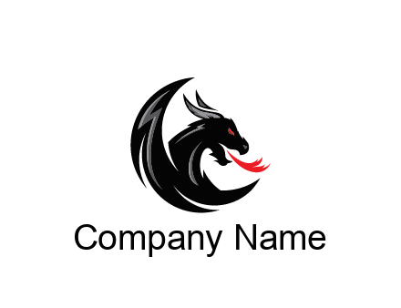 dragon spitting fire gaming logo
