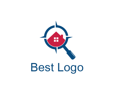 house in magnifying glass development logo