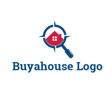 house in magnifying glass development logo
