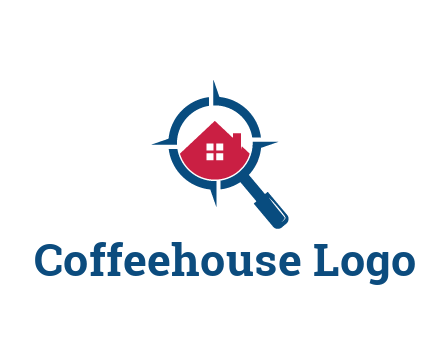 house in magnifying glass development logo
