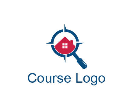 house in magnifying glass development logo