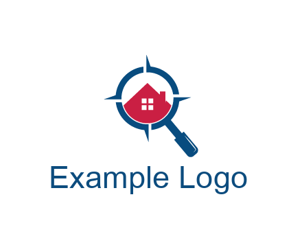 house in magnifying glass development logo