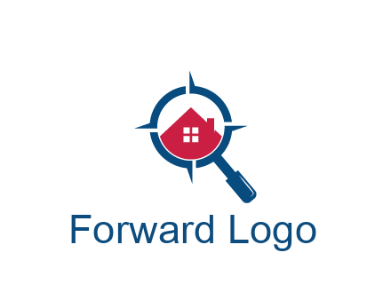 house in magnifying glass development logo