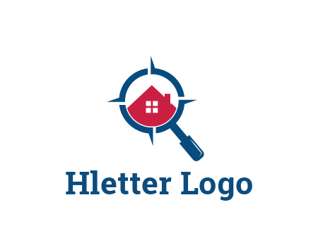house in magnifying glass development logo