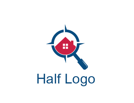 house in magnifying glass development logo