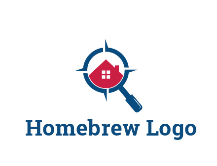 house in magnifying glass development logo