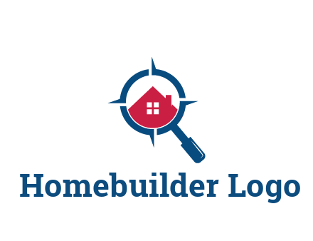 house in magnifying glass development logo
