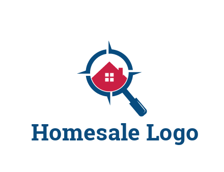 house in magnifying glass development logo