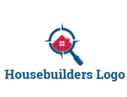 house in magnifying glass development logo