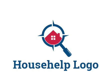 house in magnifying glass development logo