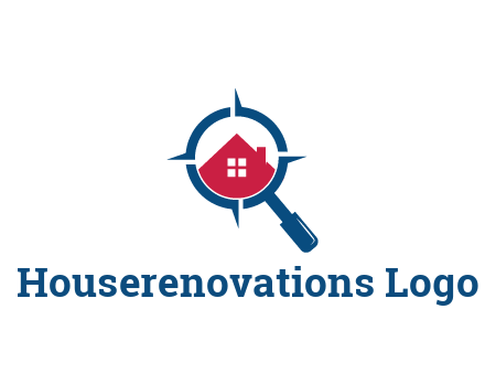 house in magnifying glass development logo