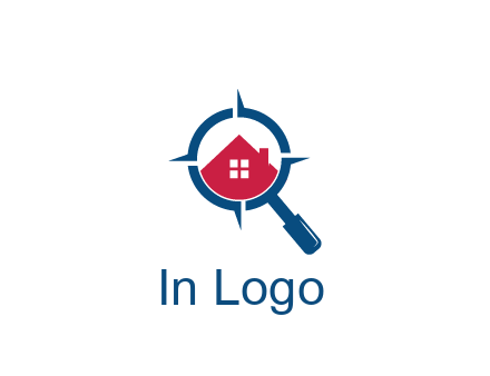 house in magnifying glass development logo