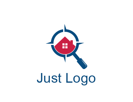 house in magnifying glass development logo