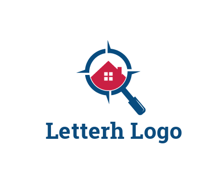 house in magnifying glass development logo