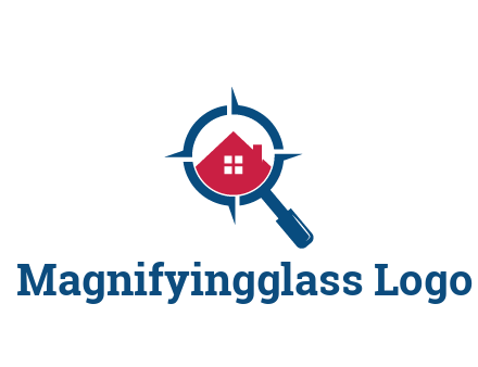 house in magnifying glass development logo
