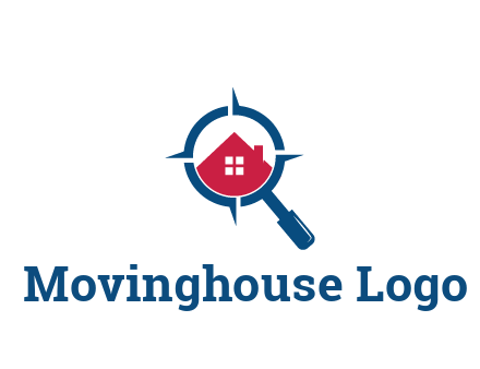 house in magnifying glass development logo