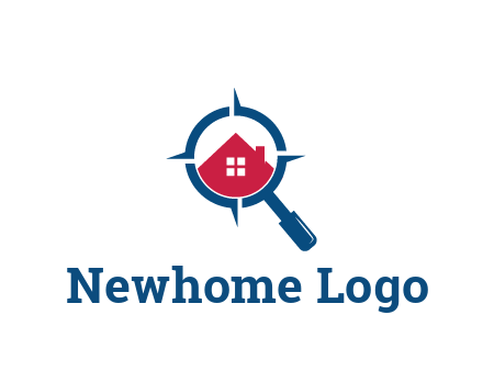 house in magnifying glass development logo