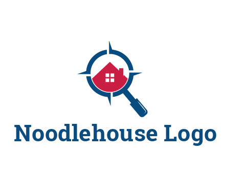house in magnifying glass development logo