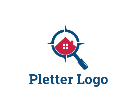 house in magnifying glass development logo