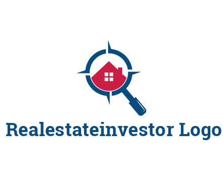 house in magnifying glass development logo