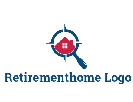 house in magnifying glass development logo