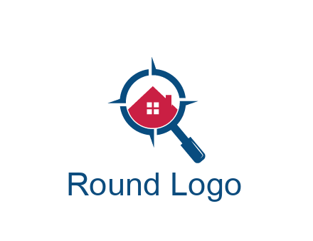 house in magnifying glass development logo