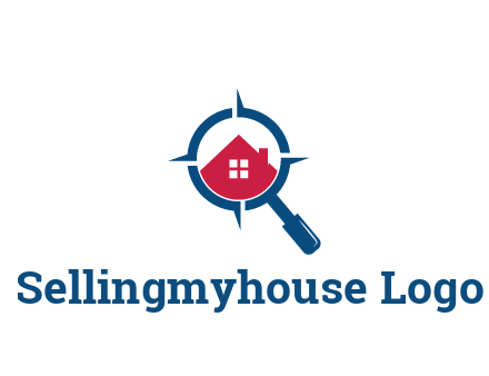 house in magnifying glass development logo