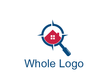 house in magnifying glass development logo
