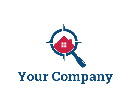 house in magnifying glass development logo