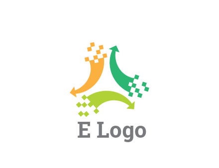 digital arrows with pixels trade logo