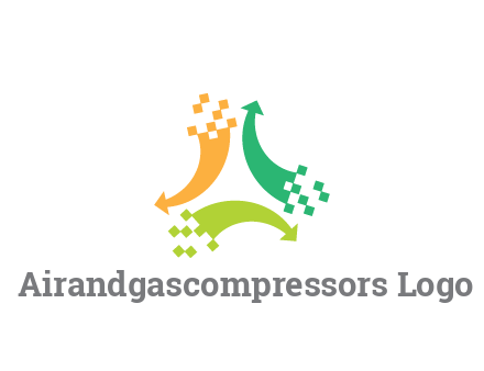 digital arrows with pixels trade logo