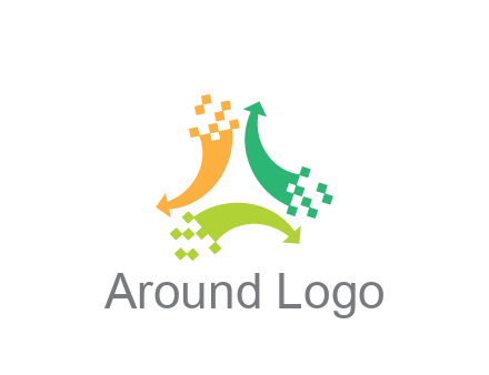 digital arrows with pixels trade logo
