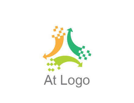 digital arrows with pixels trade logo