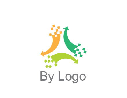 digital arrows with pixels trade logo