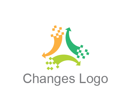digital arrows with pixels trade logo